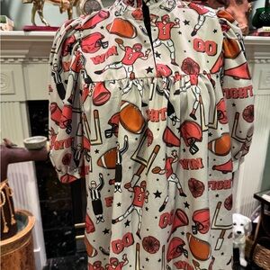Football Themed Dress with Red-ish Orange Accents